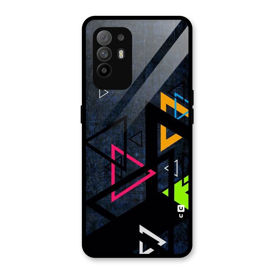 Coloured Triangles Glass Back Case for Oppo F19 Pro Plus 5G