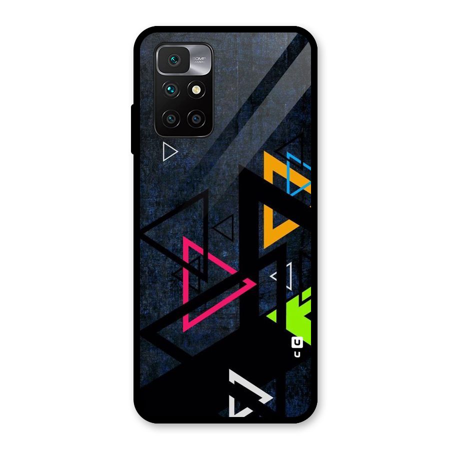 Coloured Triangles Glass Back Case for Redmi 10 Prime