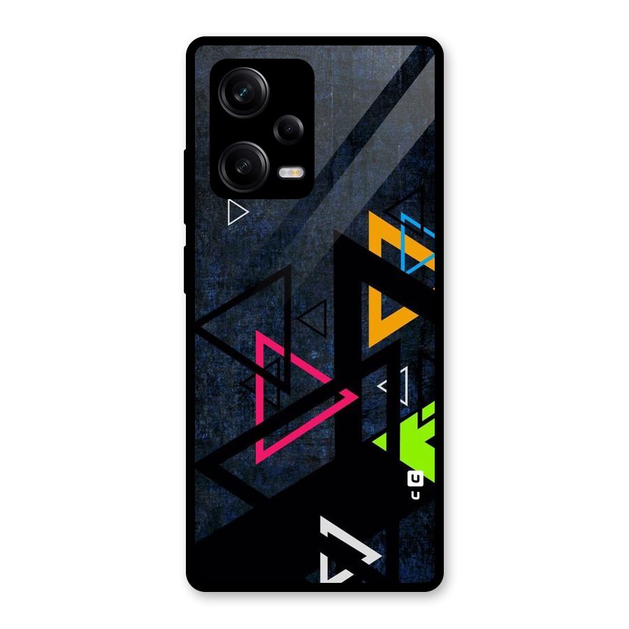 Coloured Triangles Glass Back Case for Redmi Note 12 Pro