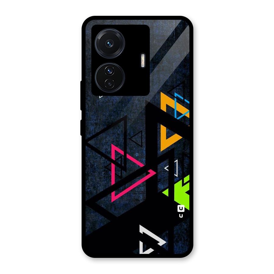 Coloured Triangles Glass Back Case for Vivo T1 Pro