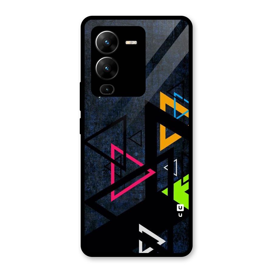 Coloured Triangles Glass Back Case for Vivo V25 Pro