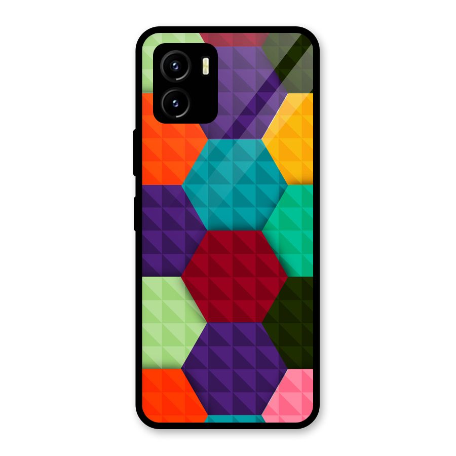 Colourful Abstract Glass Back Case for Vivo Y15s