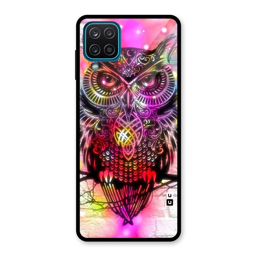 Colourful Owl Glass Back Case for Galaxy A12