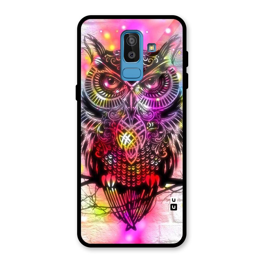 Colourful Owl Glass Back Case for Galaxy J8