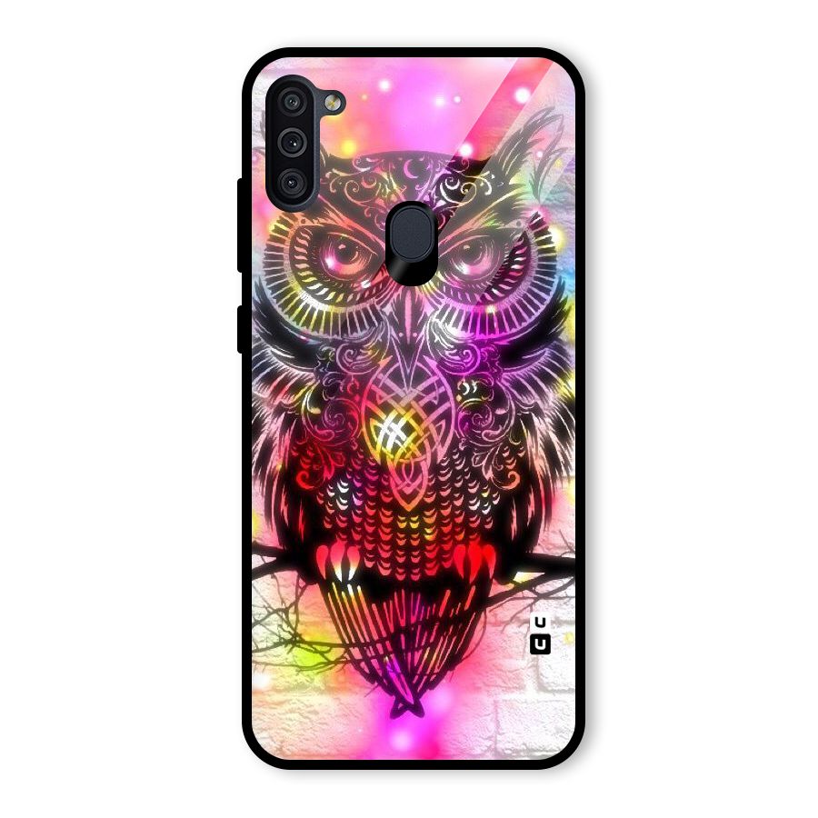 Colourful Owl Glass Back Case for Galaxy M11