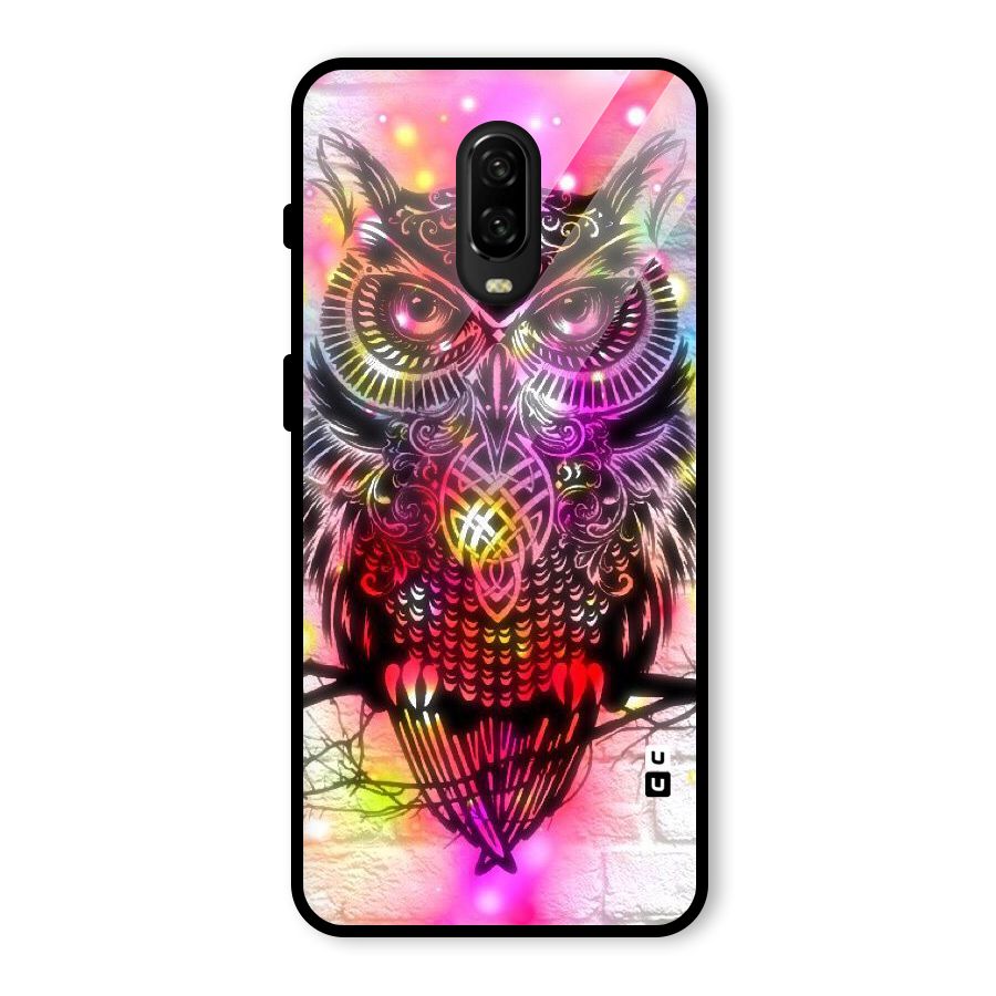 Colourful Owl Glass Back Case for OnePlus 6T