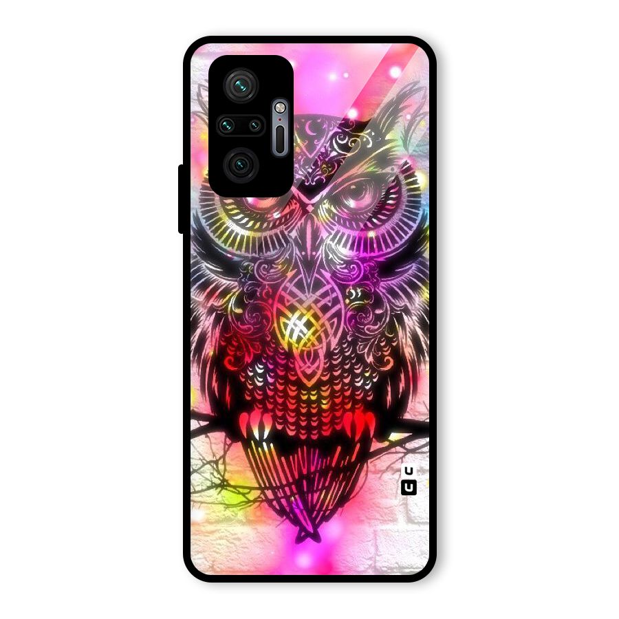 Colourful Owl Glass Back Case for Redmi Note 10 Pro Max