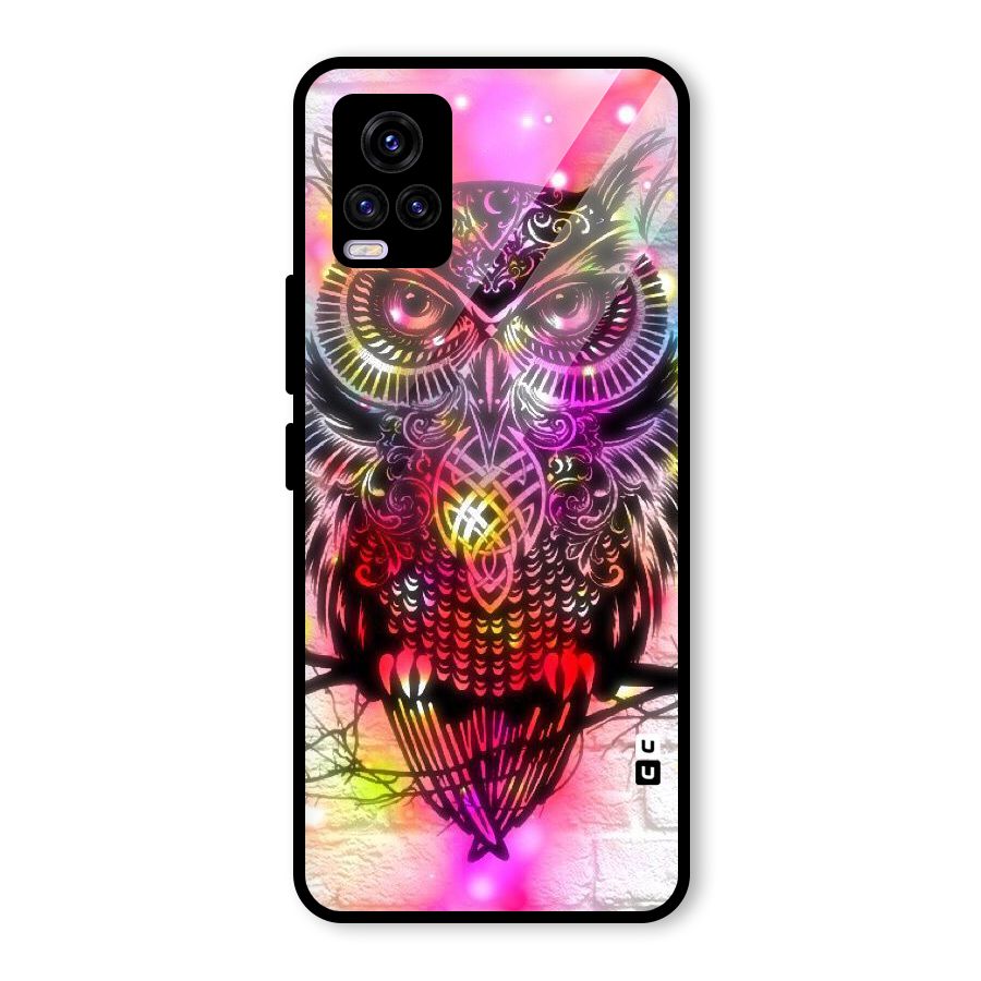 Colourful Owl Glass Back Case for Vivo V20