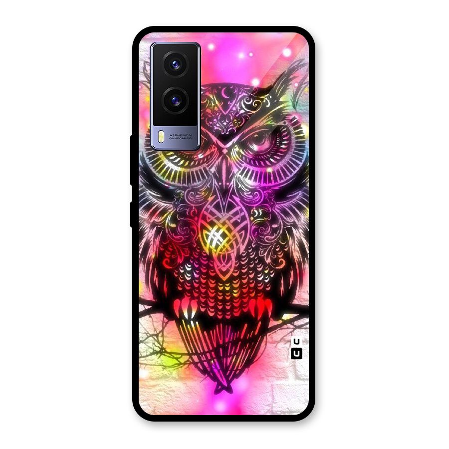 Colourful Owl Glass Back Case for Vivo V21e 5G