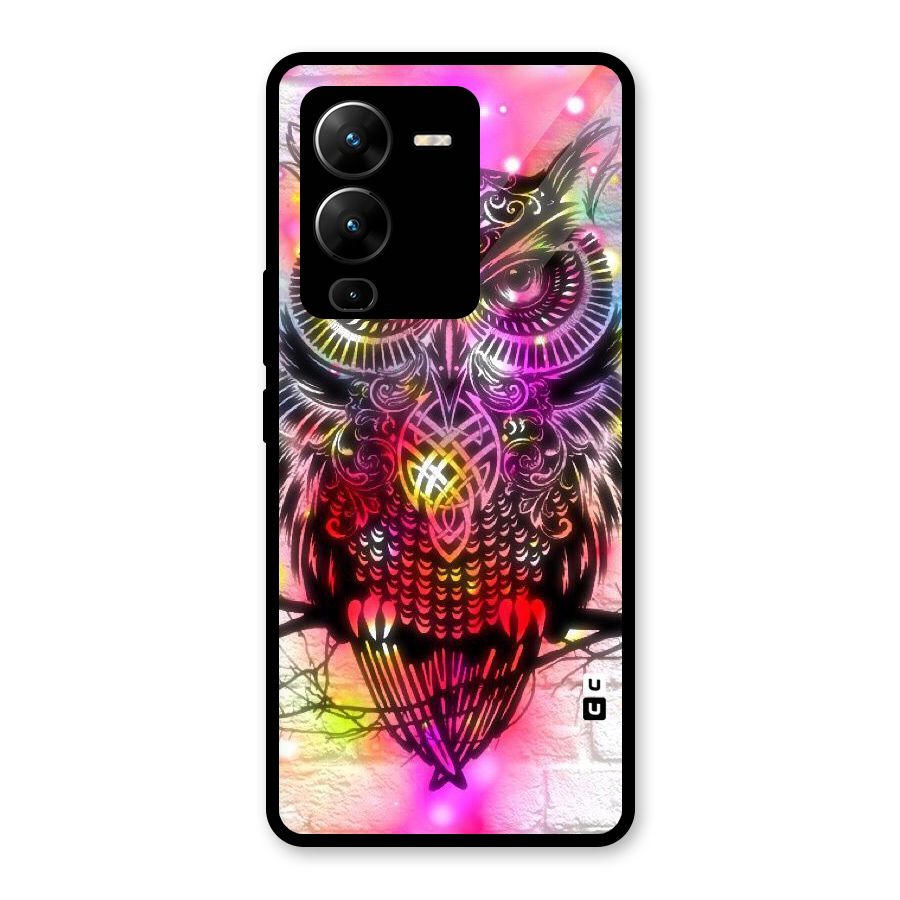 Colourful Owl Glass Back Case for Vivo V25 Pro