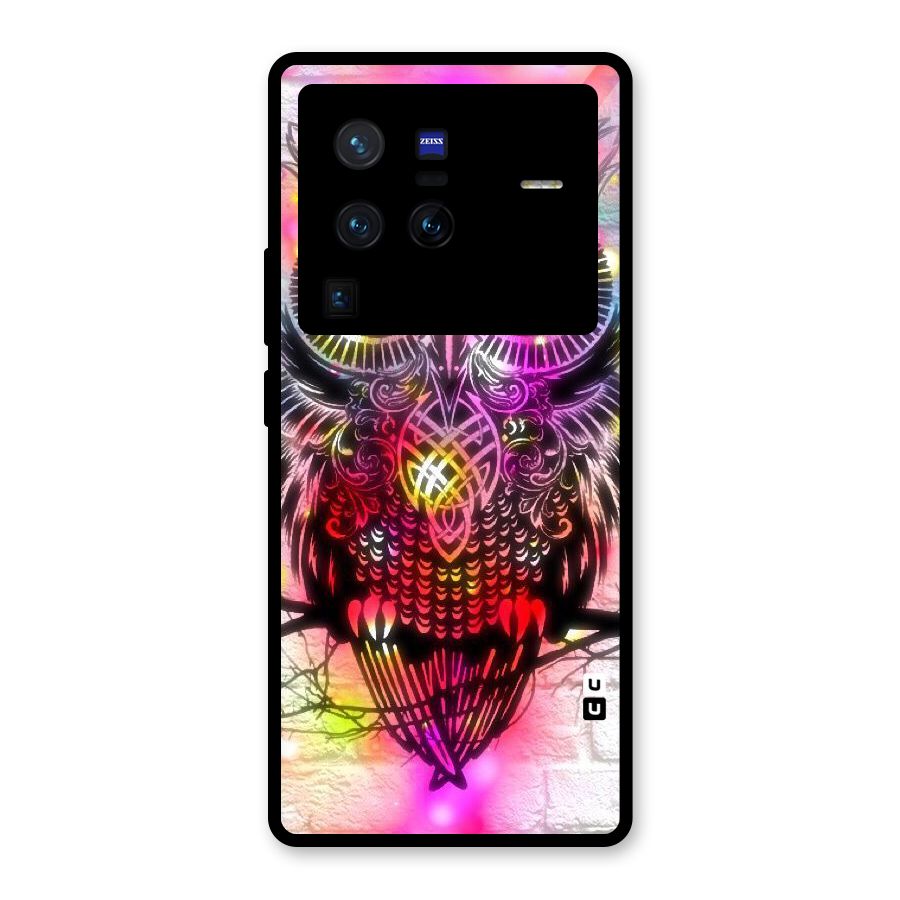 Colourful Owl Glass Back Case for Vivo X80 Pro