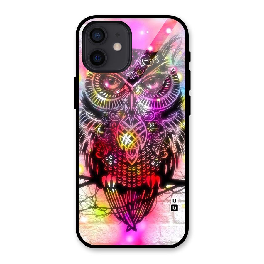 Colourful Owl Glass Back Case for iPhone 12