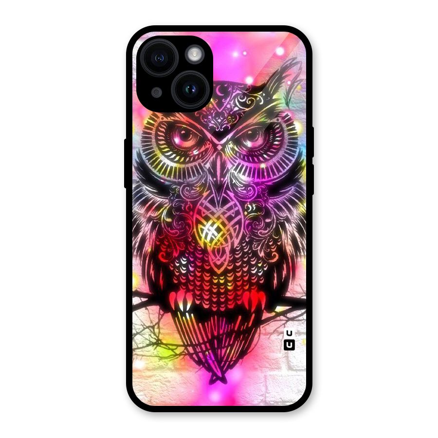 Colourful Owl Glass Back Case for iPhone 14