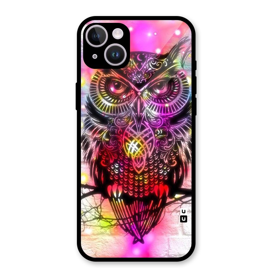 Colourful Owl Glass Back Case for iPhone 14 Plus