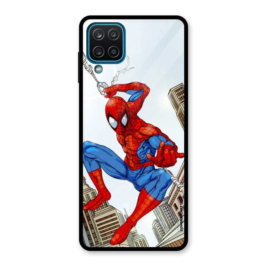 Comic Spider Man Glass Back Case for Galaxy A12