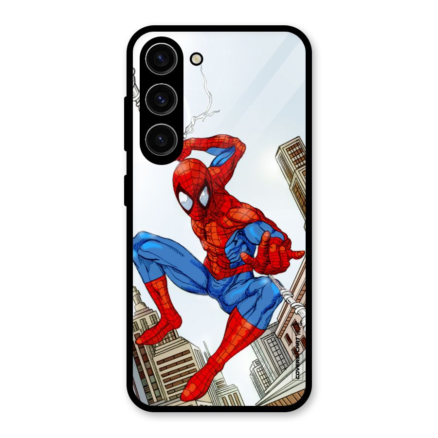 Comic Spider Man Glass Back Case for Galaxy S23