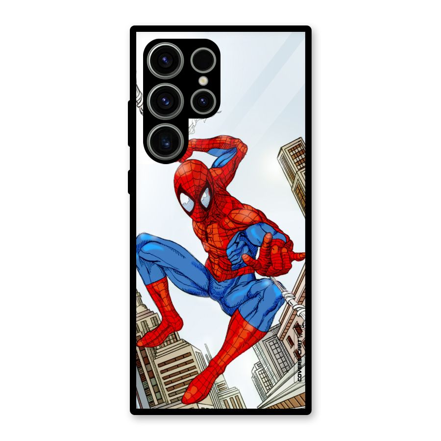 Comic Spider Man Glass Back Case for Galaxy S23 Ultra