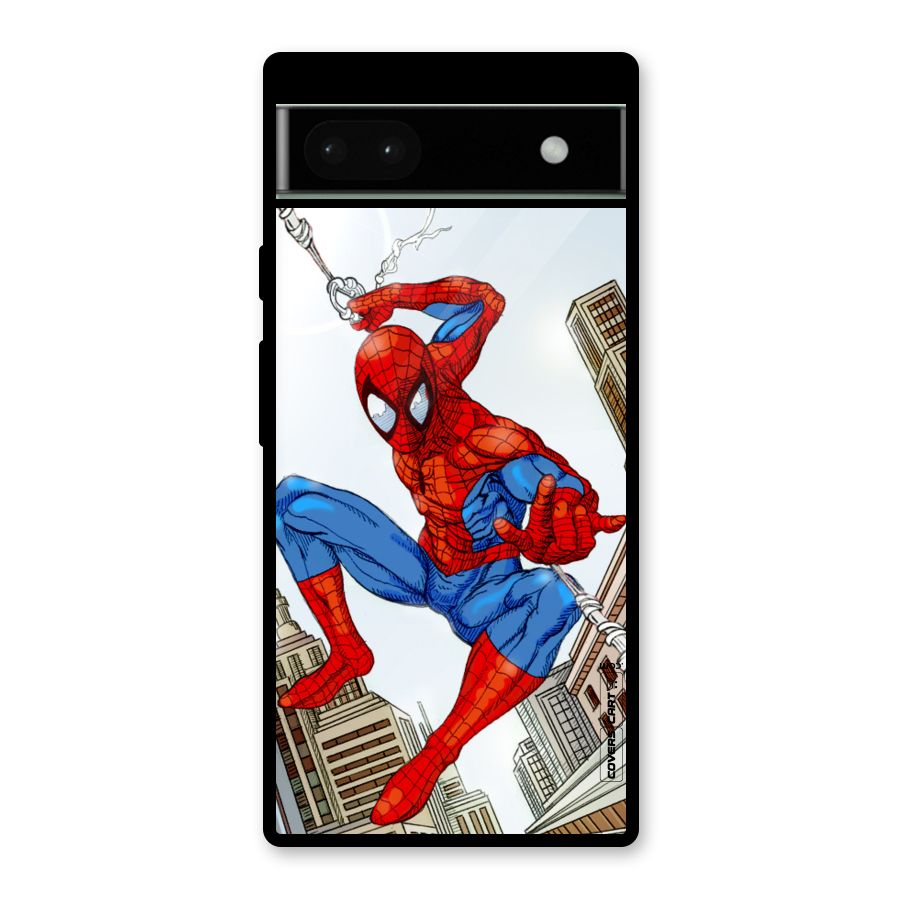 Comic Spider Man Glass Back Case for Google Pixel 6a