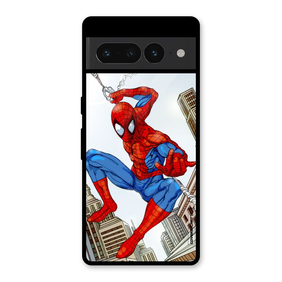 Comic Spider Man Glass Back Case for Google Pixel 7 Pro