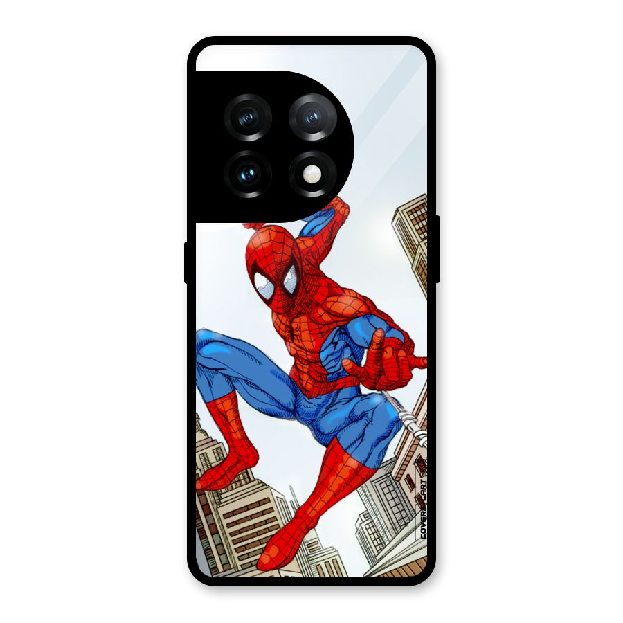 Comic Spider Man Glass Back Case for OnePlus 11