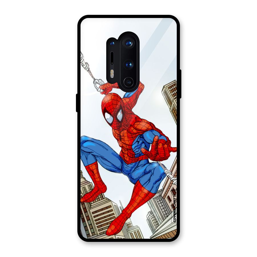 Comic Spider Man Glass Back Case for OnePlus 8 Pro