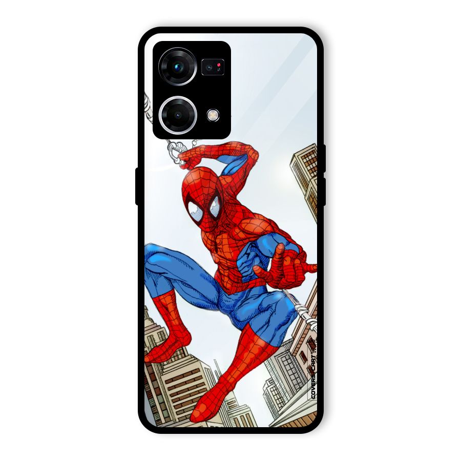 Comic Spider Man Glass Back Case for Oppo F21s Pro 4G