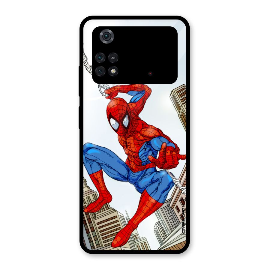 Comic Spider Man Glass Back Case for Poco M4 Pro 4G