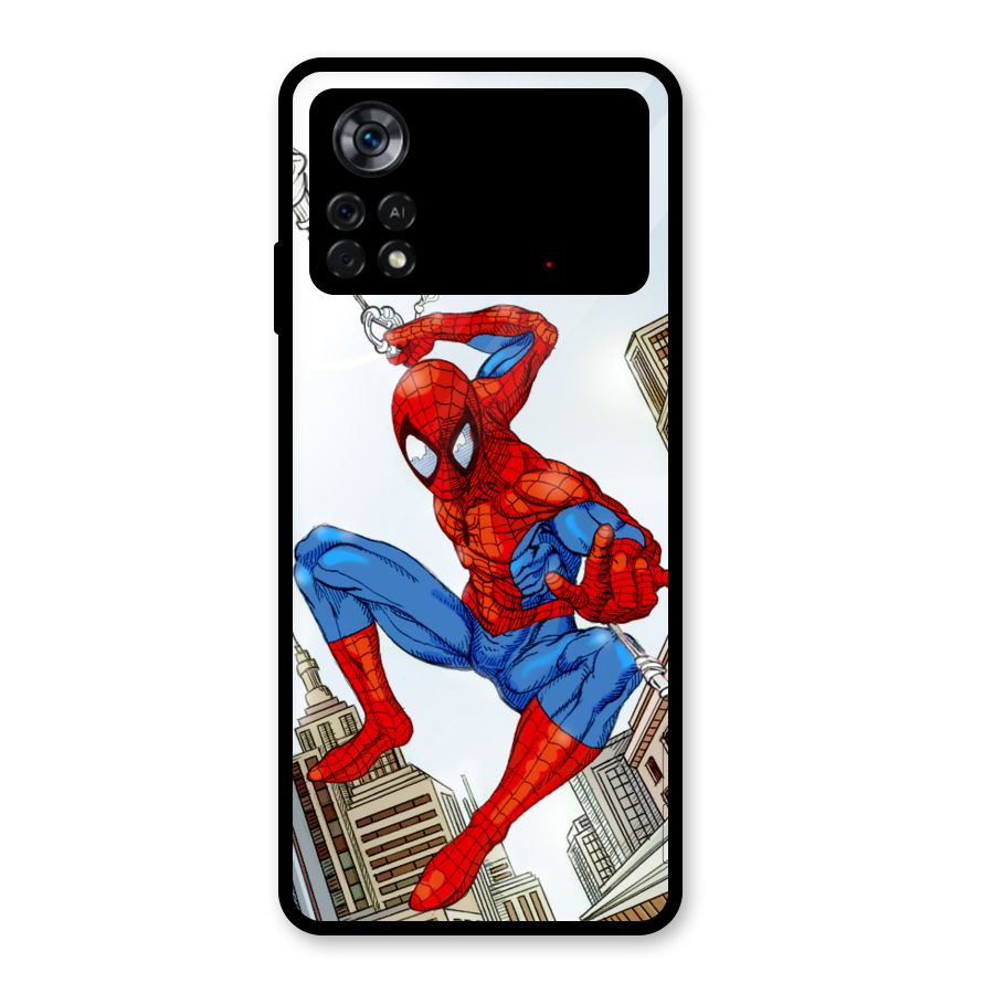 Comic Spider Man Glass Back Case for Poco X4 Pro 5G