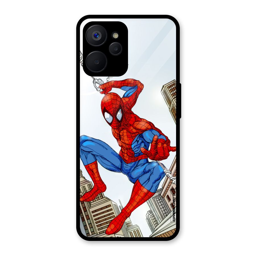 Comic Spider Man Glass Back Case for Realme 9i 5G