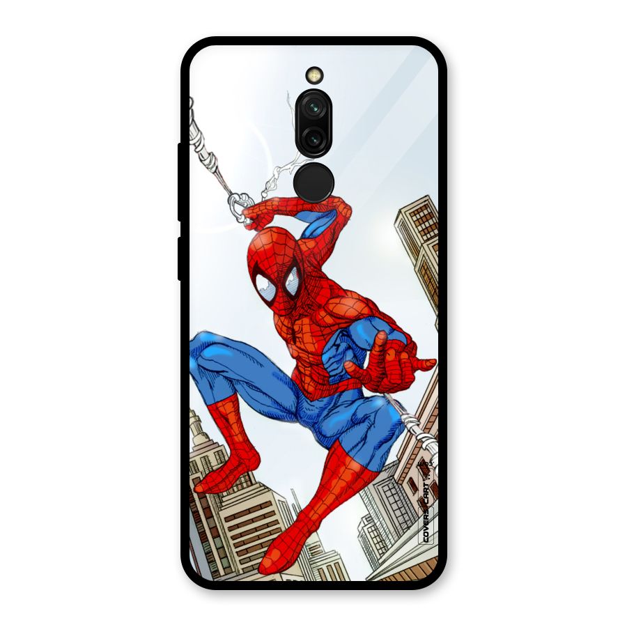 Comic Spider Man Glass Back Case for Redmi 8