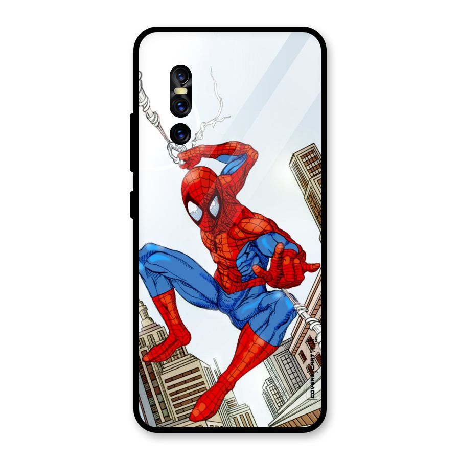 Comic Spider Man Glass Back Case for Vivo V15 Pro