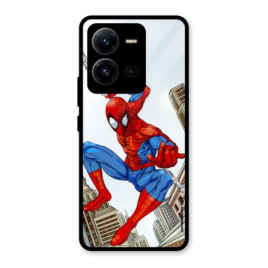 Comic Spider Man Glass Back Case for Vivo V25