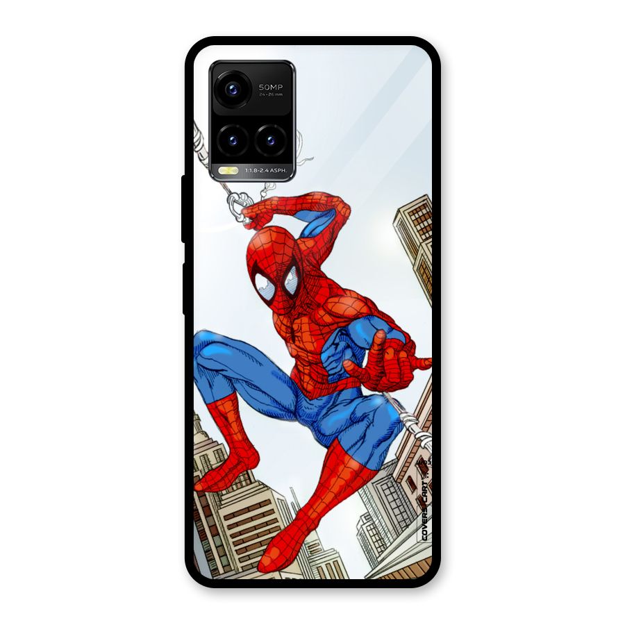 Comic Spider Man Glass Back Case for Vivo Y21A