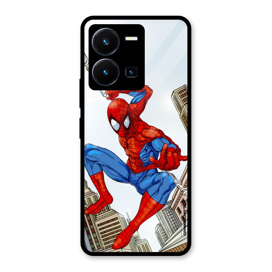 Comic Spider Man Glass Back Case for Vivo Y35
