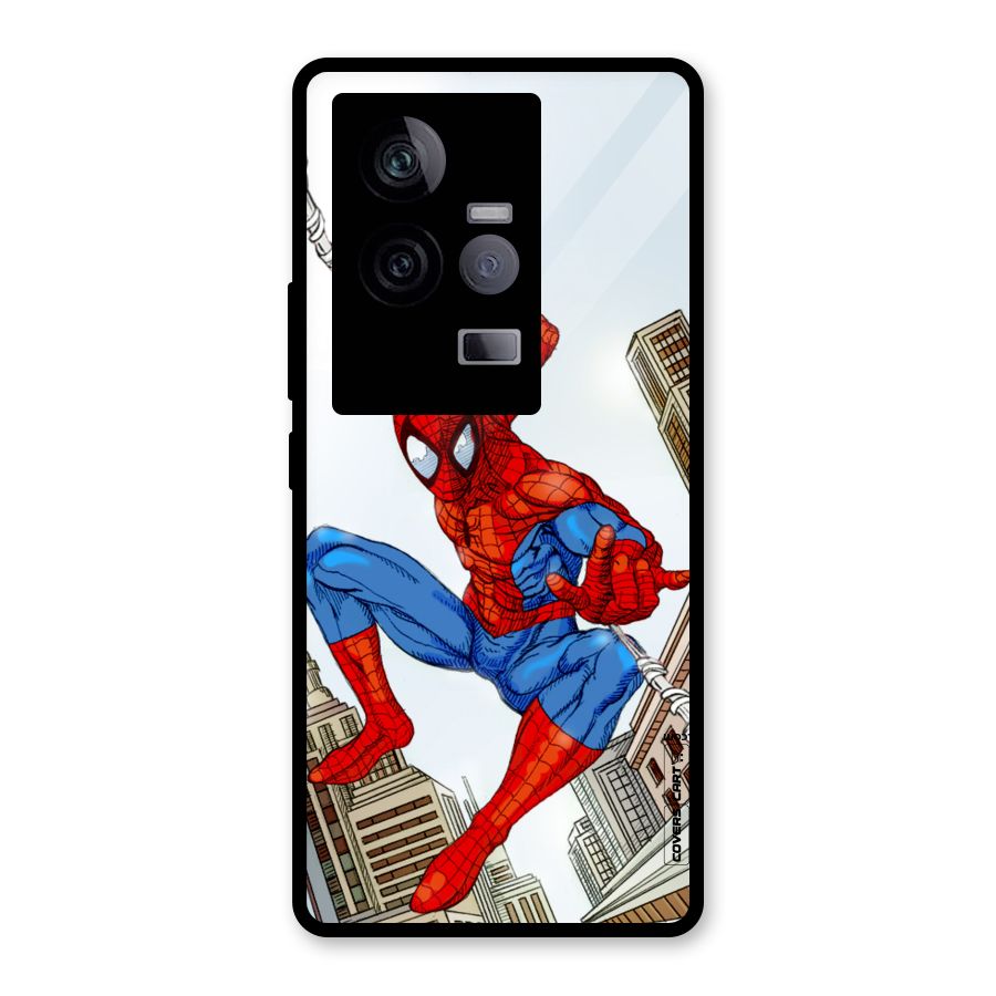 Comic Spider Man Glass Back Case for Vivo iQOO 11 5G