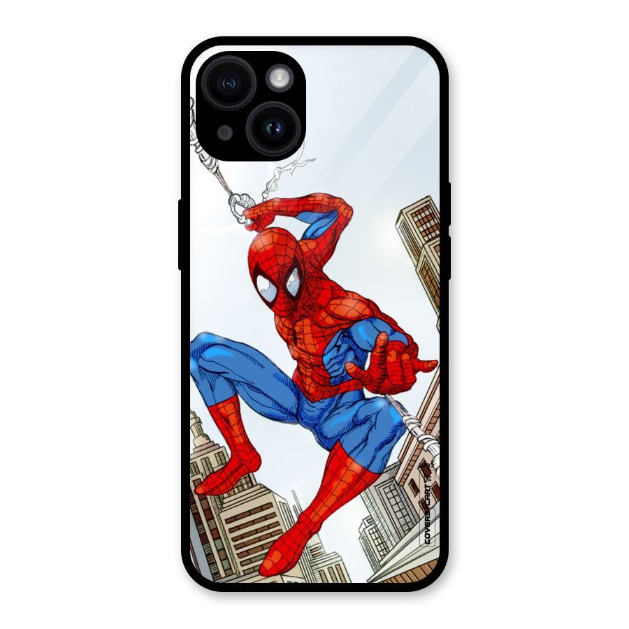 Comic Spider Man Glass Back Case for iPhone 14
