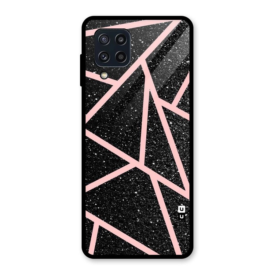 Concrete Black Pink Stripes Glass Back Case for Galaxy M32
