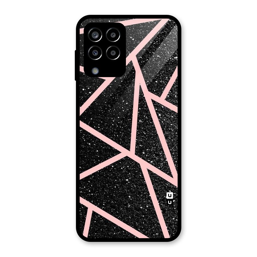 Concrete Black Pink Stripes Glass Back Case for Galaxy M33