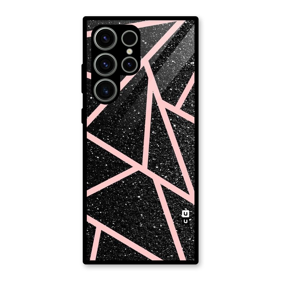 Concrete Black Pink Stripes Glass Back Case for Galaxy S23 Ultra