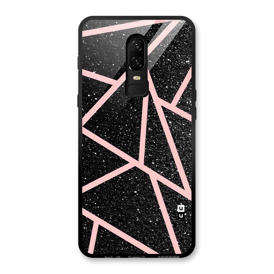 Concrete Black Pink Stripes Glass Back Case for OnePlus 6