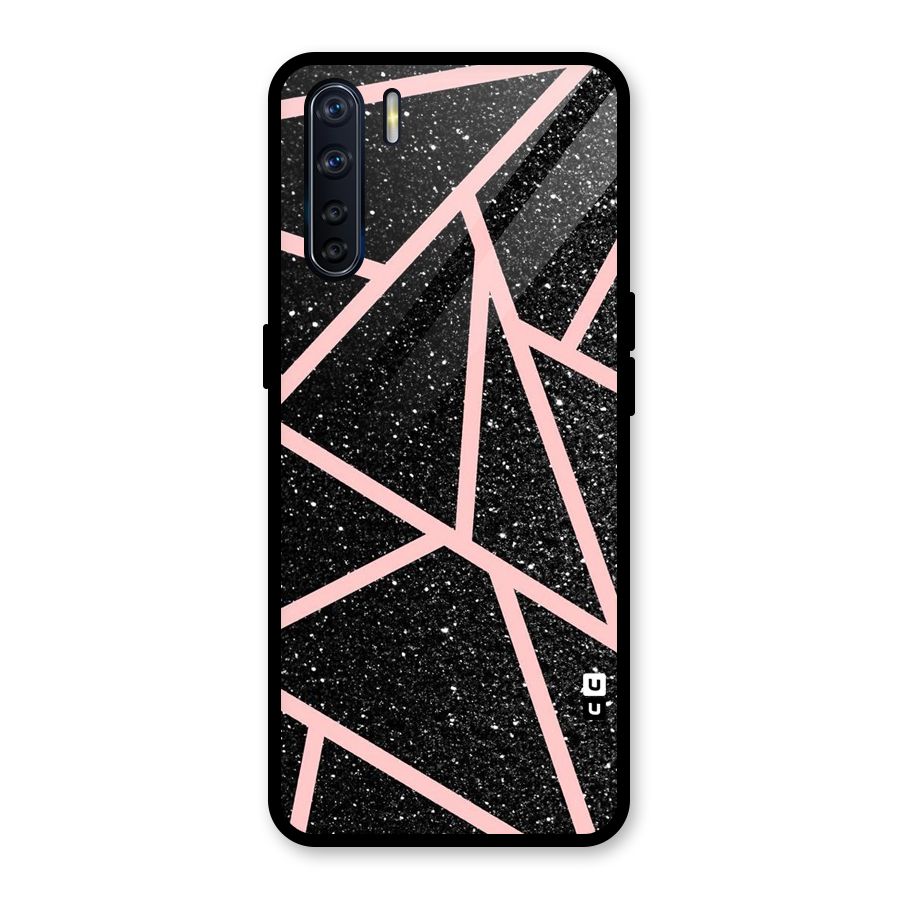 Concrete Black Pink Stripes Glass Back Case for Oppo F15