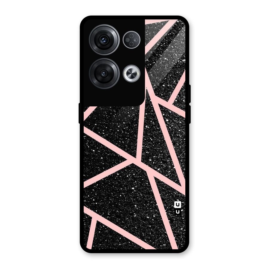 Concrete Black Pink Stripes Glass Back Case for Oppo Reno8 Pro 5G