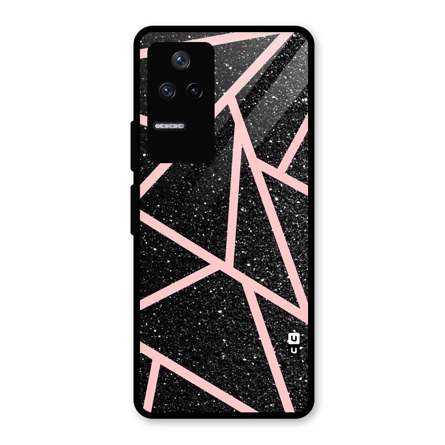 Concrete Black Pink Stripes Glass Back Case for Poco F4 5G