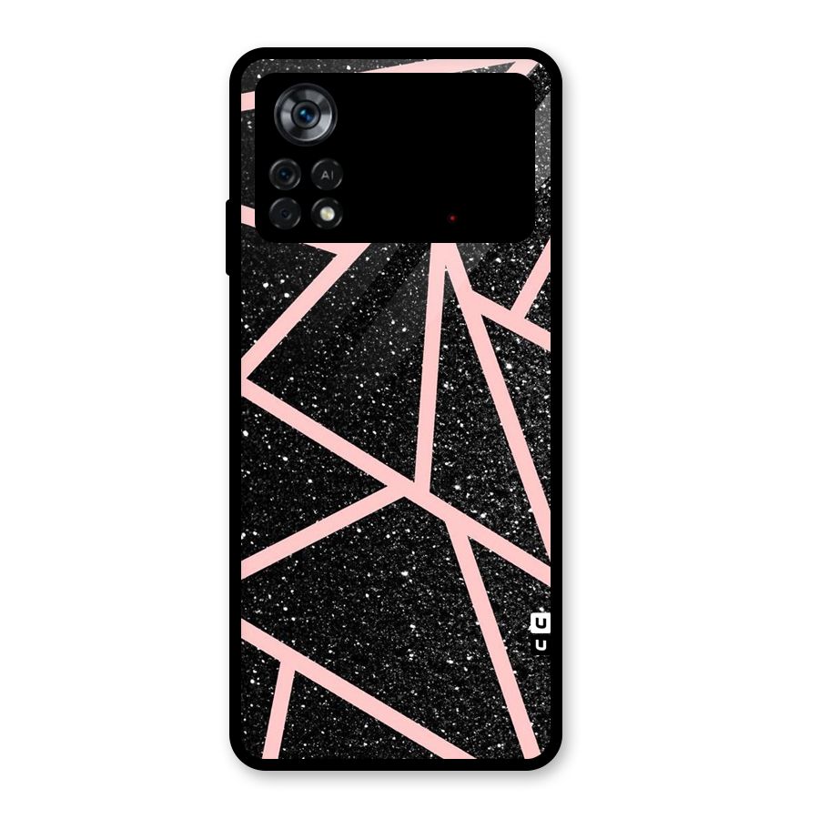 Concrete Black Pink Stripes Glass Back Case for Poco X4 Pro 5G