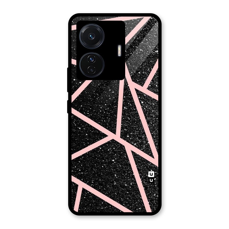 Concrete Black Pink Stripes Glass Back Case for Vivo T1 Pro