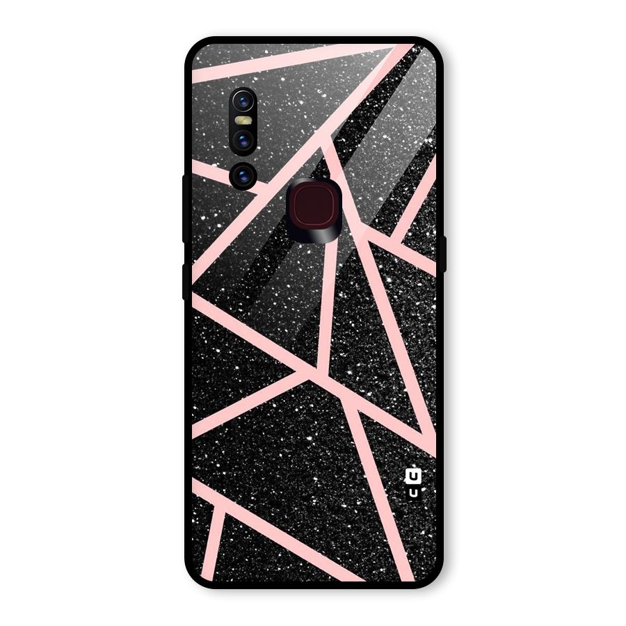 Concrete Black Pink Stripes Glass Back Case for Vivo V15