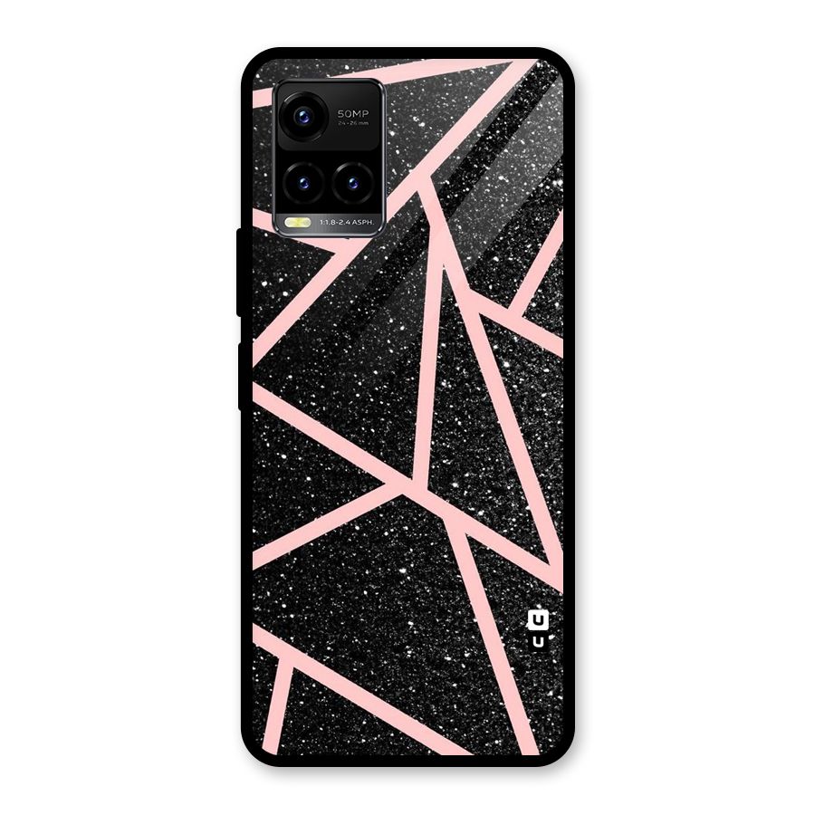 Concrete Black Pink Stripes Glass Back Case for Vivo Y21T