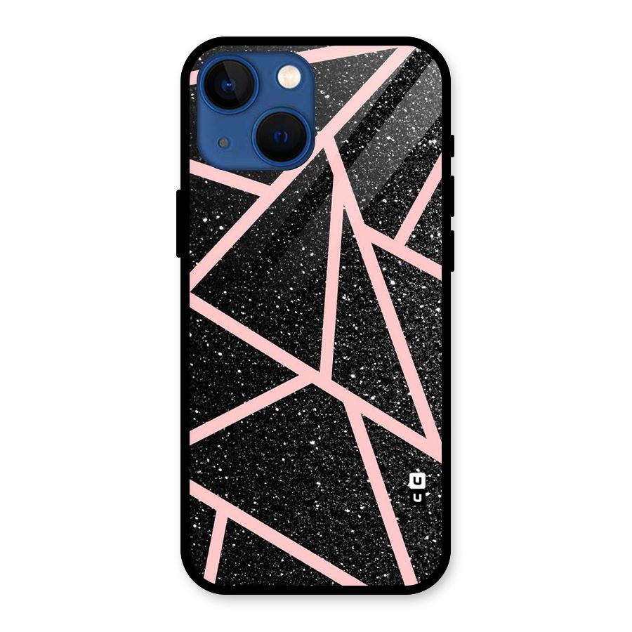 Concrete Black Pink Stripes Glass Back Case for iPhone 13 Mini