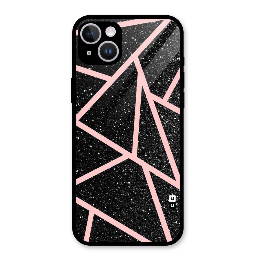Concrete Black Pink Stripes Glass Back Case for iPhone 14 Plus