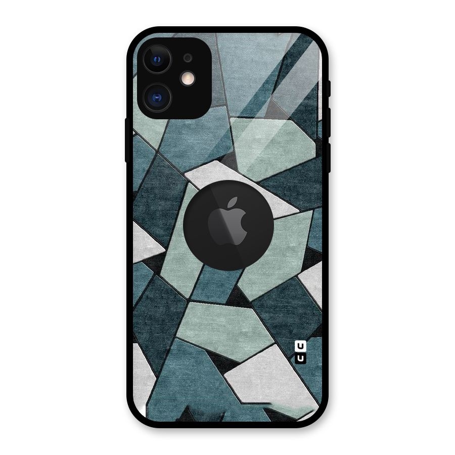 Concrete Green Abstract Glass Back Case for iPhone 11 Logo Cut